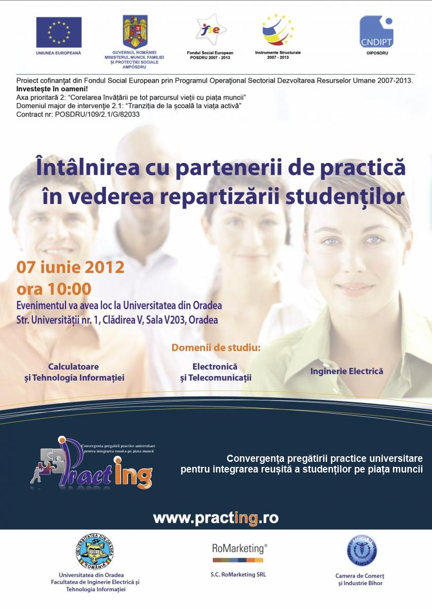 Poster cu întâlnirea cu partenerii de practică în vederea repartizarii studenților